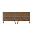 Commode basse double à 6 tiroirs avec pieds en métal, rangement moderne pour chambre à coucher