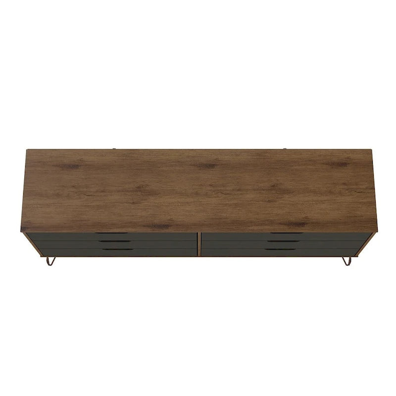 Commode basse double à 6 tiroirs avec pieds en métal, rangement moderne pour chambre à coucher