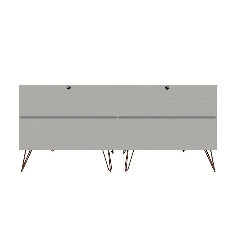 Commode basse double à 6 tiroirs avec pieds en métal, rangement moderne pour chambre à coucher
