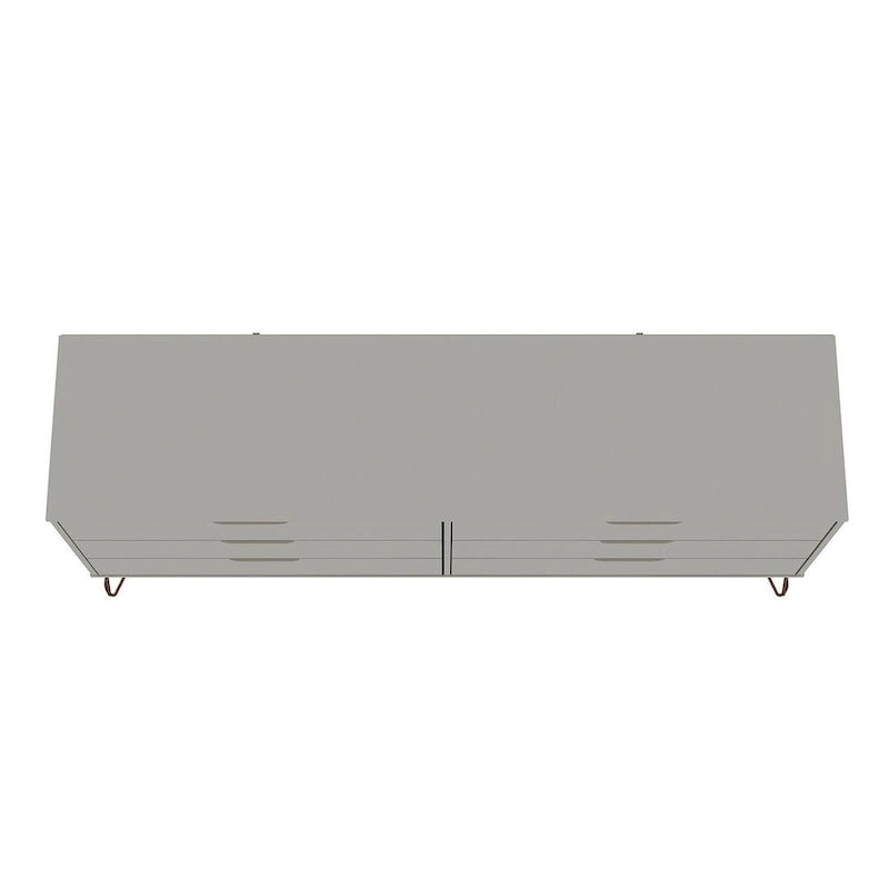 Commode basse double à 6 tiroirs avec pieds en métal, rangement moderne pour chambre à coucher