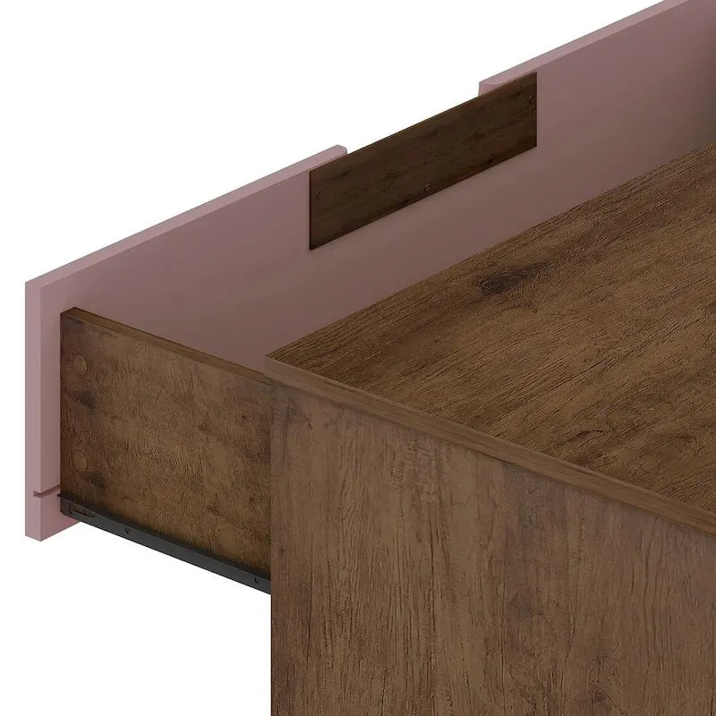 Commode basse double à 6 tiroirs avec pieds en métal, rangement moderne pour chambre à coucher