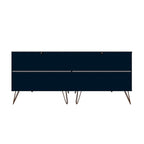 Commode basse double à 6 tiroirs avec pieds en métal, rangement moderne pour chambre à coucher