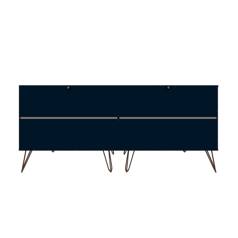 Commode basse double à 6 tiroirs avec pieds en métal, rangement moderne pour chambre à coucher