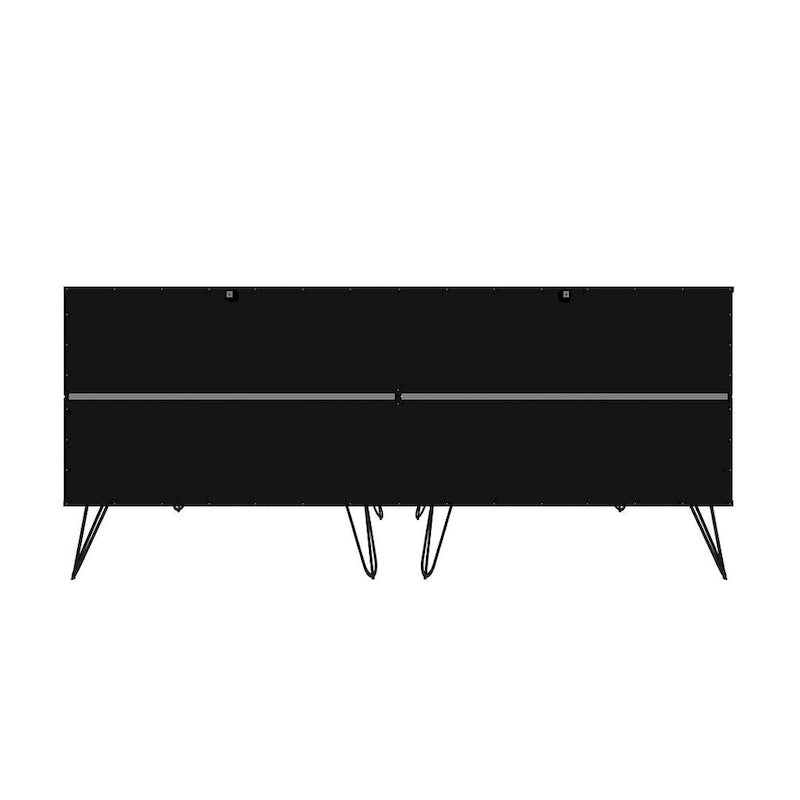 Commode basse double à 6 tiroirs avec pieds en métal, rangement moderne pour chambre à coucher