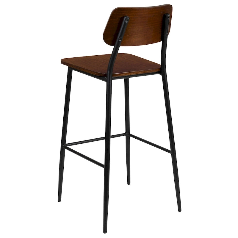 Tabouret de bar industriel avec structure en acier et assise en bois rustique