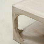 Table basse en bois de récupération faite à la main de 170 cm, finition blanchie patinée, style Ming