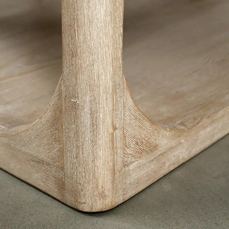Table basse en bois de récupération faite à la main de 170 cm, finition blanchie patinée, style Ming