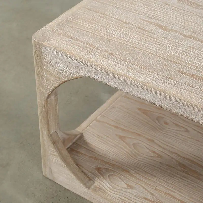 Table basse en bois de récupération faite à la main de 170 cm, finition blanchie patinée, style Ming