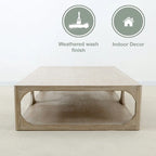 Table basse en bois de récupération faite à la main de 170 cm, finition blanchie patinée, style Ming