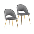 Chaises de salle à manger capitonnées en velours avec pieds en métal doré, lot de 2