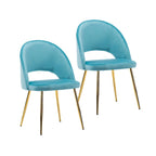 Chaises de salle à manger capitonnées en velours avec pieds en métal doré, lot de 2