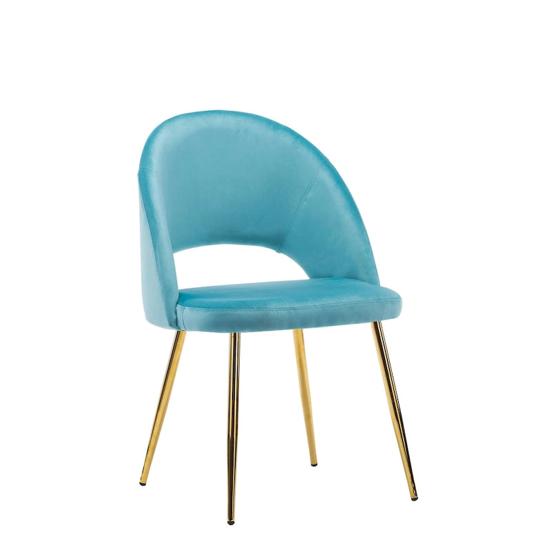 Chaises de salle à manger capitonnées en velours avec pieds en métal doré, lot de 2