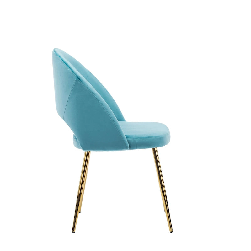 Chaises de salle à manger capitonnées en velours avec pieds en métal doré, lot de 2