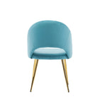 Chaises de salle à manger capitonnées en velours avec pieds en métal doré, lot de 2