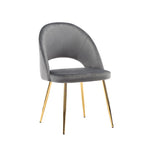 Chaises de salle à manger capitonnées en velours avec pieds en métal doré, lot de 2