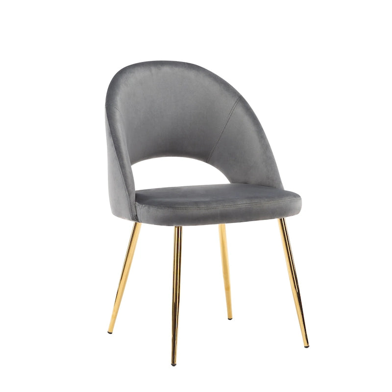 Chaises de salle à manger capitonnées en velours avec pieds en métal doré, lot de 2