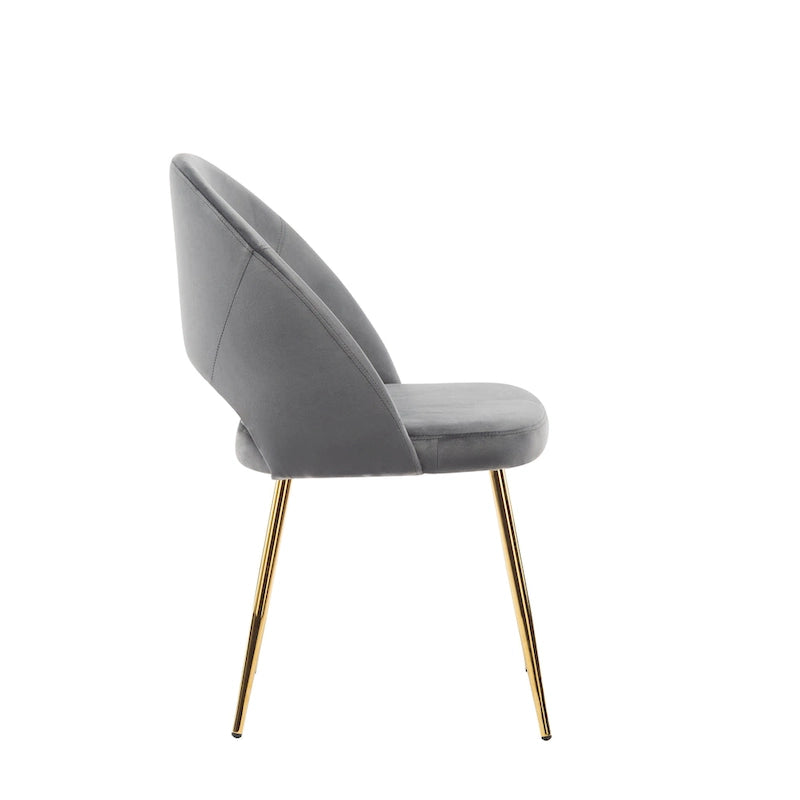 Chaises de salle à manger capitonnées en velours avec pieds en métal doré, lot de 2
