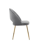 Chaises de salle à manger capitonnées en velours avec pieds en métal doré, lot de 2