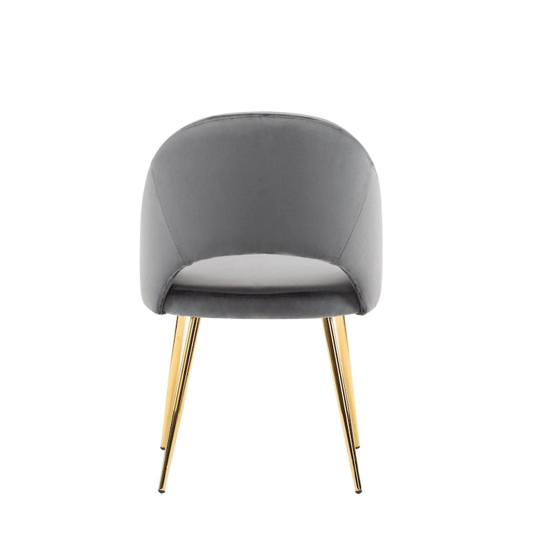 Chaises de salle à manger capitonnées en velours avec pieds en métal doré, lot de 2