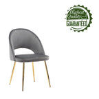 Chaises de salle à manger capitonnées en velours avec pieds en métal doré, lot de 2