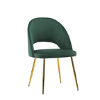 Chaises de salle à manger capitonnées en velours avec pieds en métal doré, lot de 2