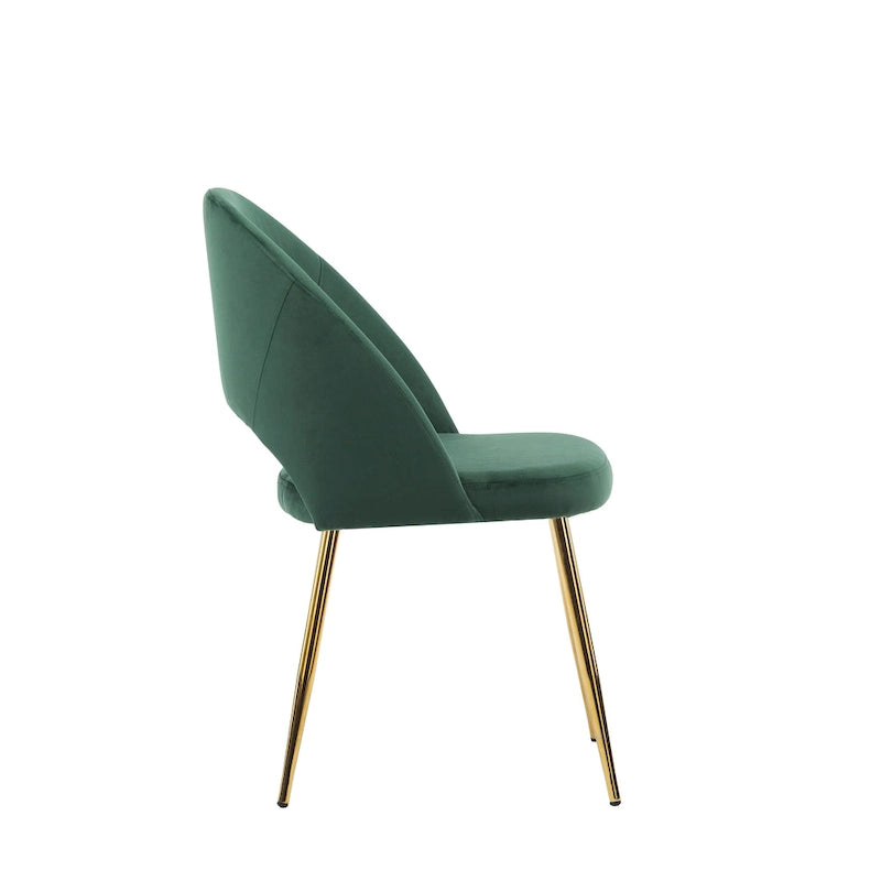 Chaises de salle à manger capitonnées en velours avec pieds en métal doré, lot de 2
