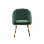 Chaises de salle à manger capitonnées en velours avec pieds en métal doré, lot de 2