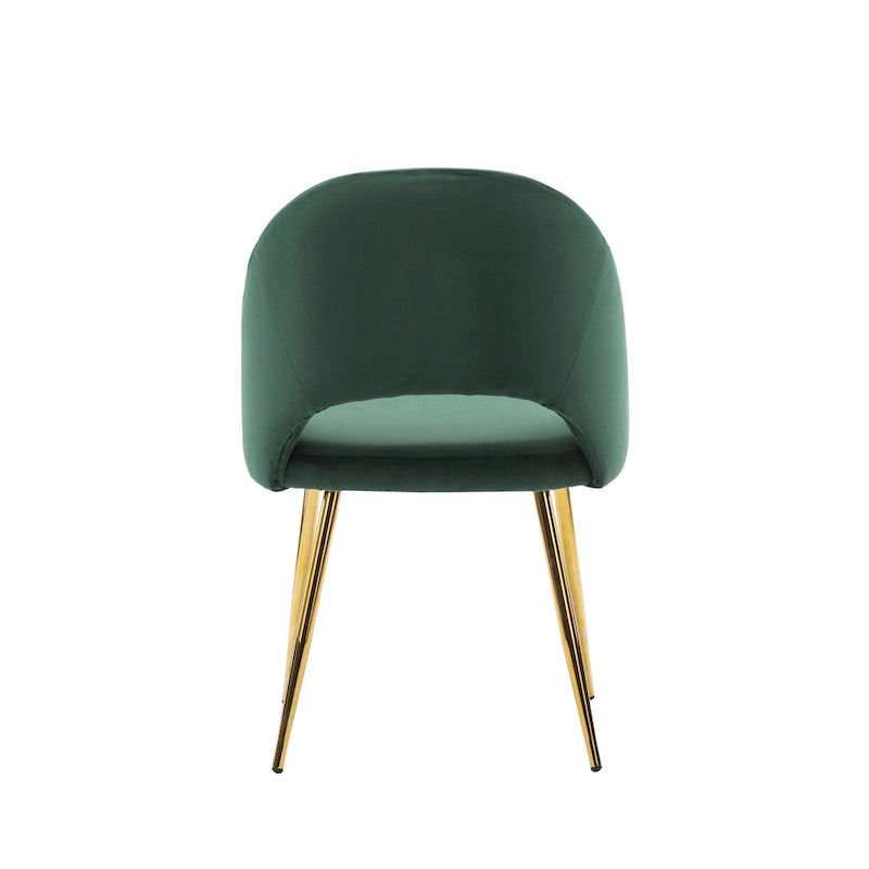 Chaises de salle à manger capitonnées en velours avec pieds en métal doré, lot de 2