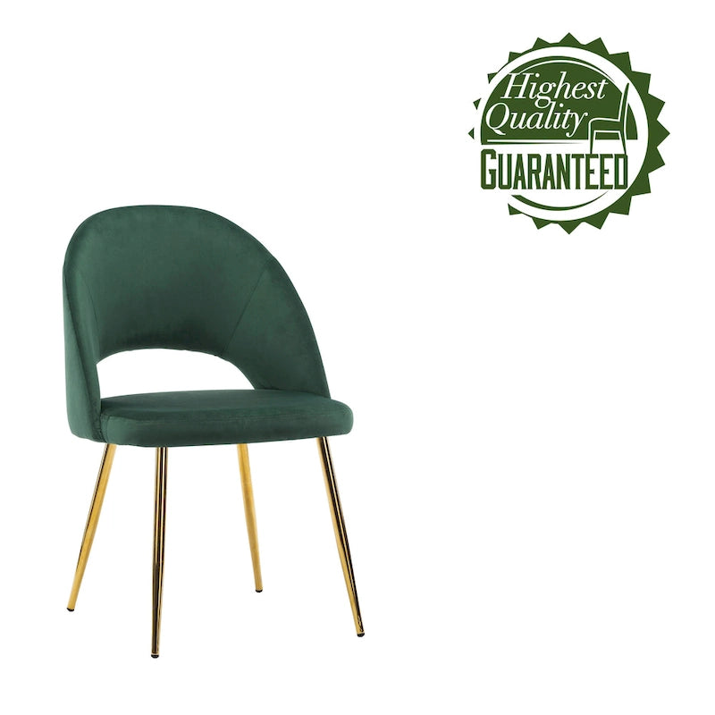 Chaises de salle à manger capitonnées en velours avec pieds en métal doré, lot de 2