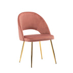 Chaises de salle à manger capitonnées en velours avec pieds en métal doré, lot de 2