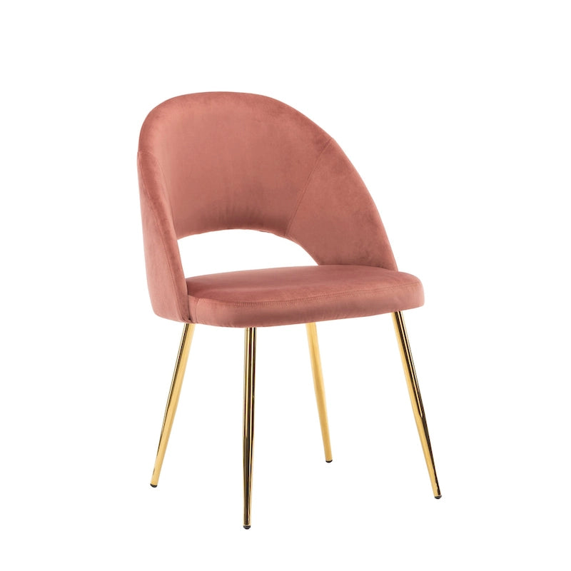 Chaises de salle à manger capitonnées en velours avec pieds en métal doré, lot de 2
