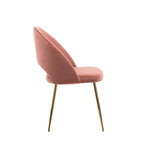 Chaises de salle à manger capitonnées en velours avec pieds en métal doré, lot de 2