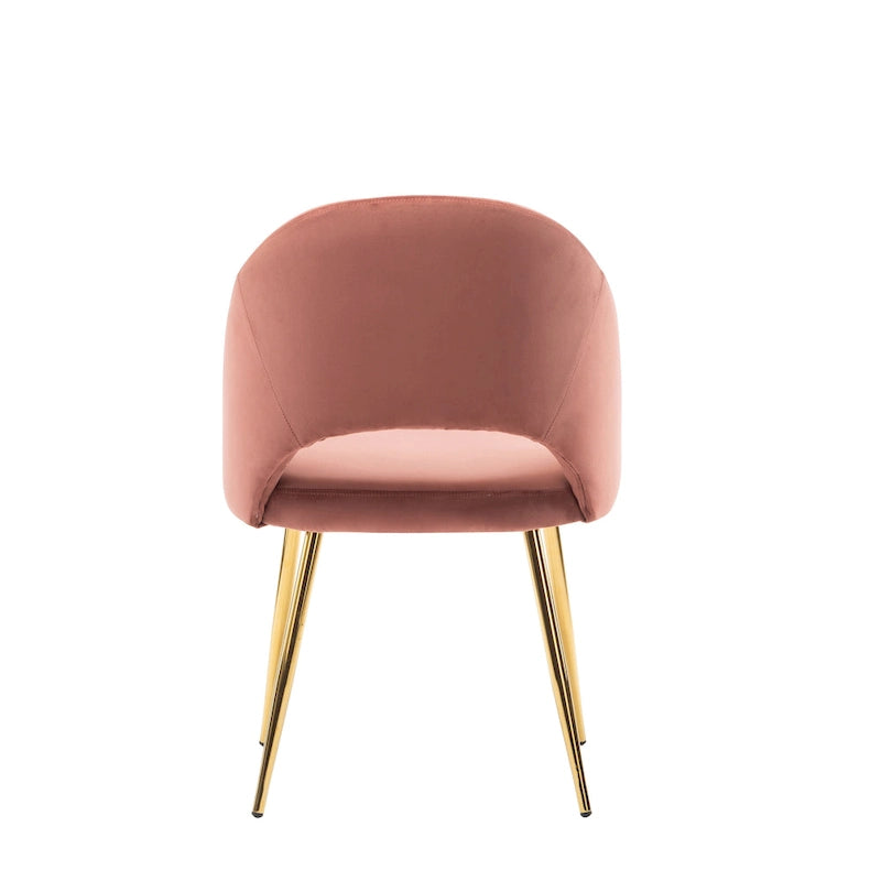 Chaises de salle à manger capitonnées en velours avec pieds en métal doré, lot de 2
