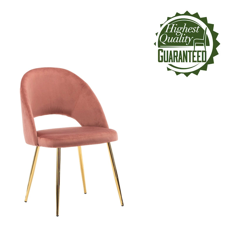 Chaises de salle à manger capitonnées en velours avec pieds en métal doré, lot de 2