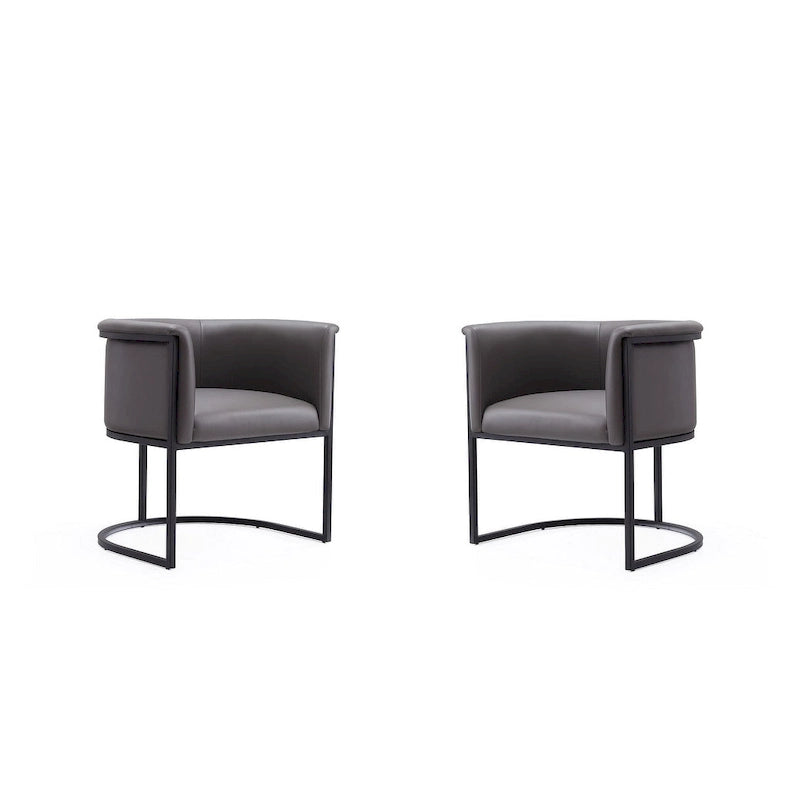 Lot de 2 chaises de salle à manger Art déco en similicuir | Structure en métal | 136 kg | Entièrement assemblé
