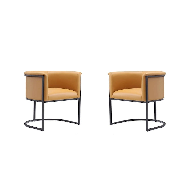Lot de 2 chaises de salle à manger Art déco en similicuir | Structure en métal | 136 kg | Entièrement assemblé