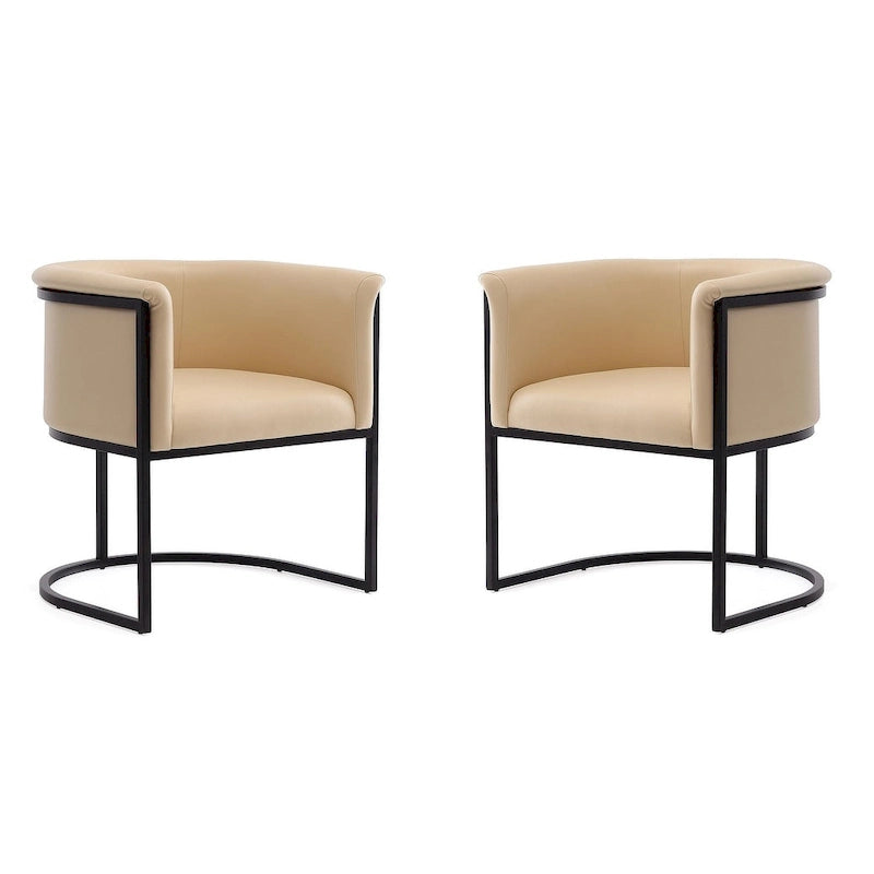 Lot de 2 chaises de salle à manger Art déco en similicuir | Structure en métal | 136 kg | Entièrement assemblé
