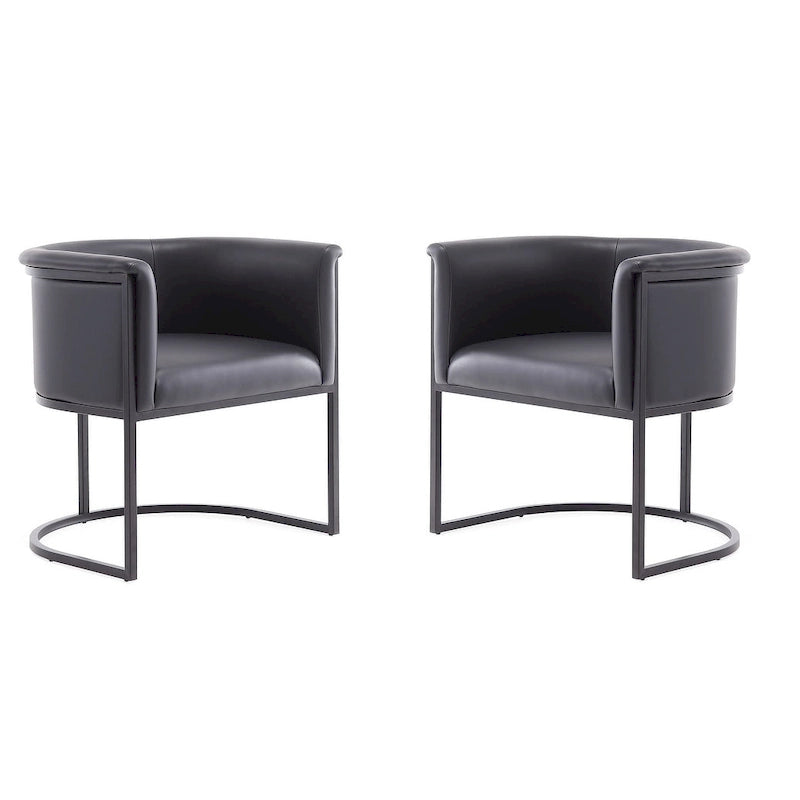 Lot de 2 chaises de salle à manger Art déco en similicuir | Structure en métal | 136 kg | Entièrement assemblé