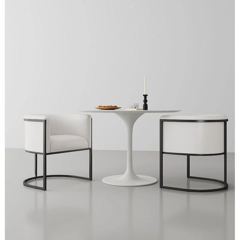 Lot de 2 chaises de salle à manger Art déco en similicuir | Structure en métal | 136 kg | Entièrement assemblé
