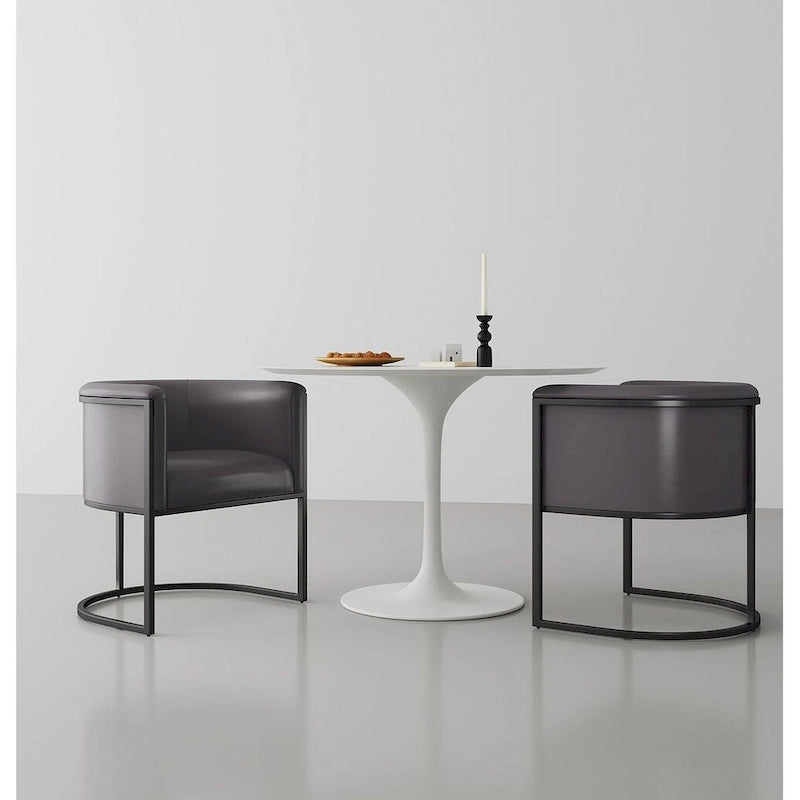 Lot de 2 chaises de salle à manger Art déco en similicuir | Structure en métal | 136 kg | Entièrement assemblé