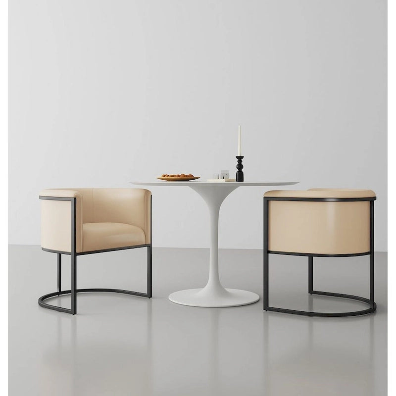 Lot de 2 chaises de salle à manger Art déco en similicuir | Structure en métal | 136 kg | Entièrement assemblé