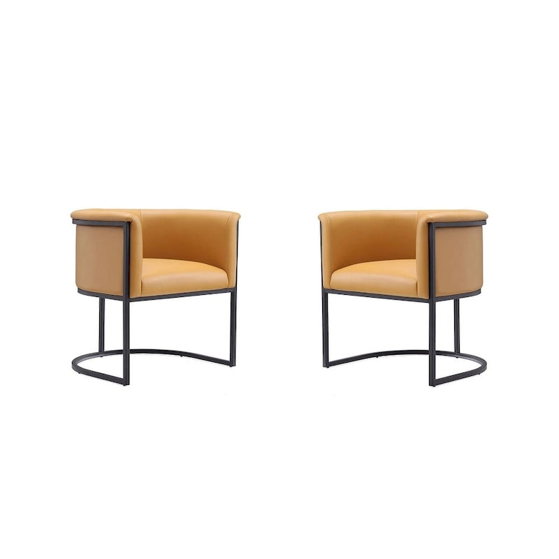 Lot de 2 chaises de salle à manger Art déco en similicuir | Structure en métal | 136 kg | Entièrement assemblé