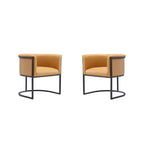 Lot de 2 chaises de salle à manger Art déco en similicuir | Structure en métal | 136 kg | Entièrement assemblé