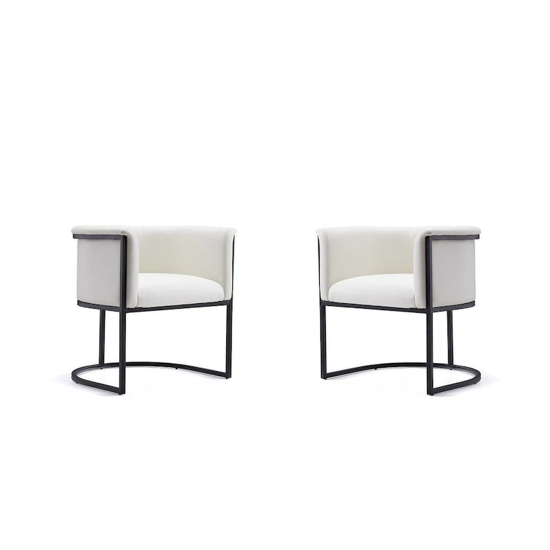 Lot de 2 chaises de salle à manger Art déco en similicuir | Structure en métal | 136 kg | Entièrement assemblé
