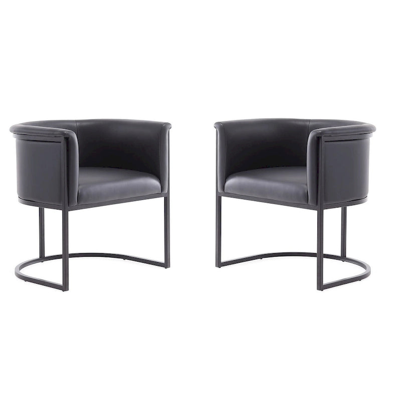 Lot de 2 chaises de salle à manger Art déco en similicuir | Structure en métal | 136 kg | Entièrement assemblé