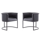 Lot de 2 chaises de salle à manger Art déco en similicuir | Structure en métal | 136 kg | Entièrement assemblé