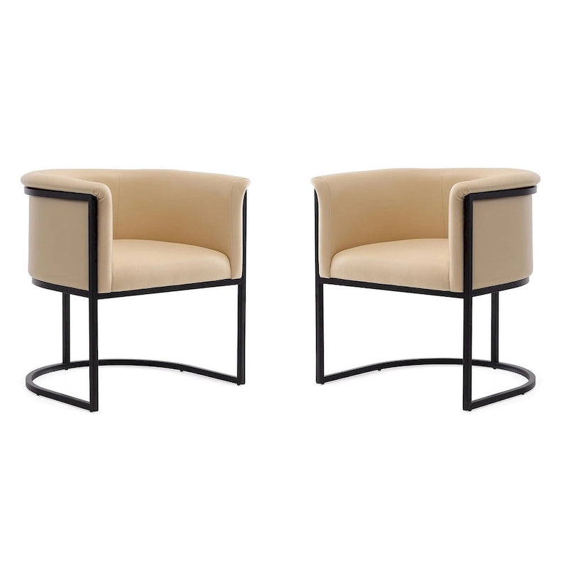 Lot de 2 chaises de salle à manger Art déco en similicuir | Structure en métal | 136 kg | Entièrement assemblé