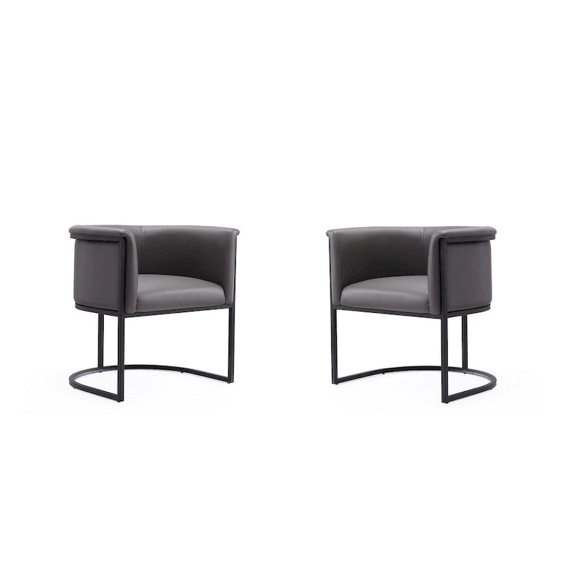 Lot de 2 chaises de salle à manger Art déco en similicuir | Structure en métal | 136 kg | Entièrement assemblé