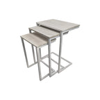 Lot de 3 tables gigognes | Structure en acier | Finition blanchie | Capacité de 113 kg | Style moderne