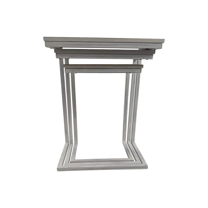Lot de 3 tables gigognes | Structure en acier | Finition blanchie | Capacité de 113 kg | Style moderne